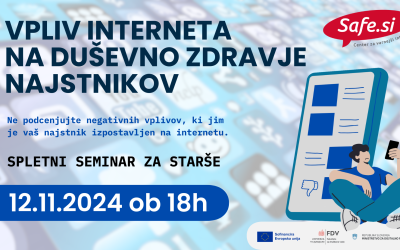 Spletni seminar za starše: “Vpliv interneta na duševno zdravje najstnikov”